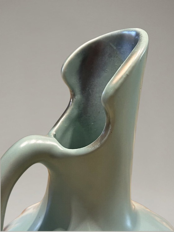 Image 1 of B. Letalle Saint-Clément ceramic vase – model 9002 – iridescent celadon green – 1950s/60s – 18 cm