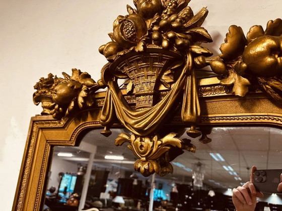 Antique English golden barock mirror mirror with large ornament, Wood, Barok (photo 11 of 15)