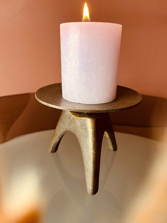 Image 1 of Unique! Brutalist bronze '60s candlestick