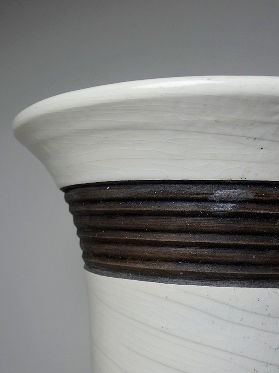 Image 1 of Grande lampada Raku moderna in beige e marrone Keramos Sèvres - René Hénon [...]