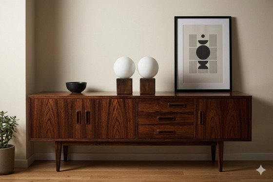 Image 1 of Pair of modern lamps opal glass & wood 