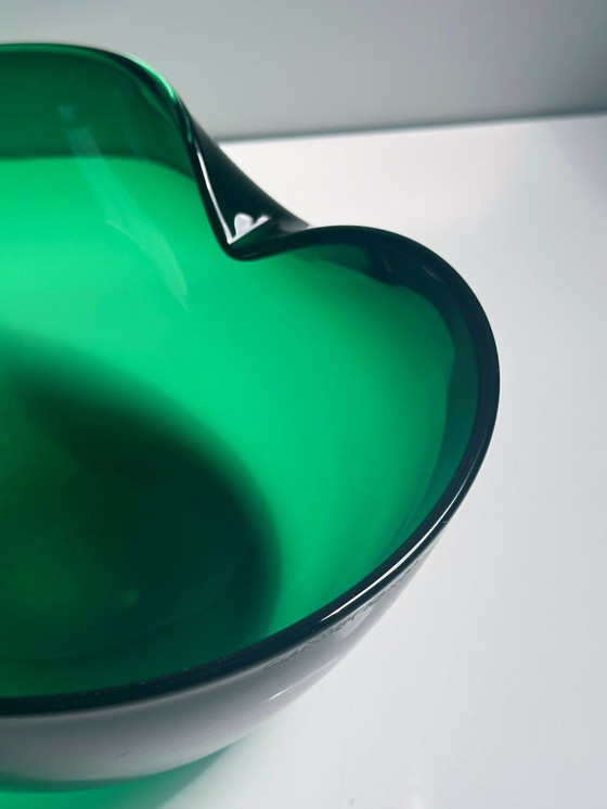 Image 1 of Ciotola in vetro vintage Glasstorm Scotland Ciotola di metà secolo Verde fatta a mano anni '50 Posacenere Vide Poche Murano