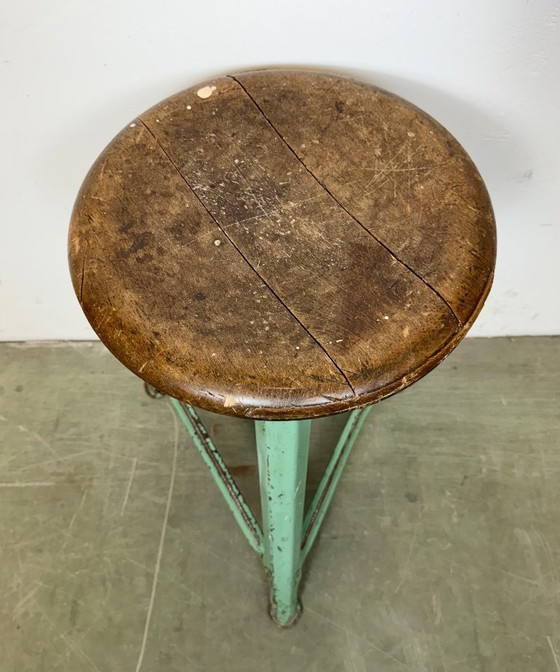 Image 1 of Grüner Werkstatthocker im Industriestil, 1960er Jahre