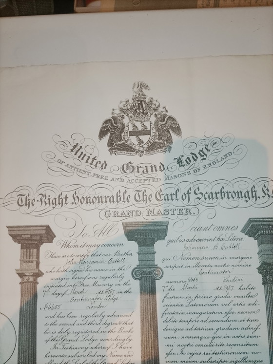 Image 1 of Certificat maçonnique authentique 