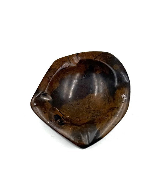 Image 1 of Luxury fossil brown marble ashtray bowl, France 1970s