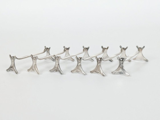 Image 1 of Lot de 6 repose-couteaux Christofle en métal argenté, décoration de table Art nouveau française