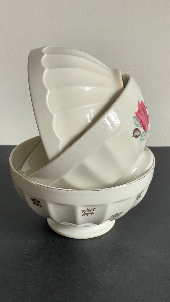 Image 1 of Vintage Pink and Gold Ceramic Bowls