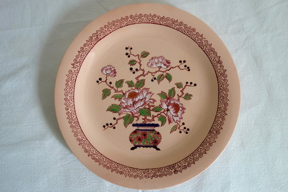 Image 1 of Art Deco Steingutservice mit Peking Emaille, Longwy Muster, 1930er, 14er Set