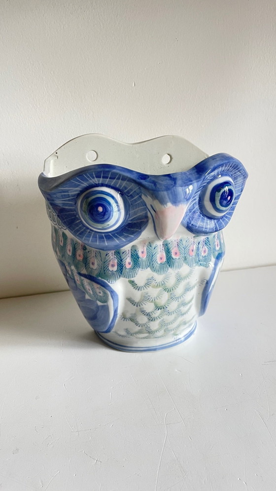 Image 1 of Vintage Chinese Porcelain Owl Planter