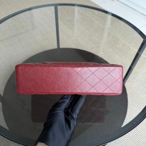 Image 1 of Chanel Classic Flap Medium - Caviar 25CM Quilted Burgundy Silver Hardware