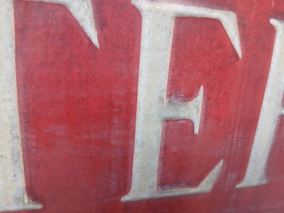 Vecchia insegna in metallo smaltato 'Posterijen', rossa, Decorazioni murali, Rosso, Vintage (foto 3 di 5)