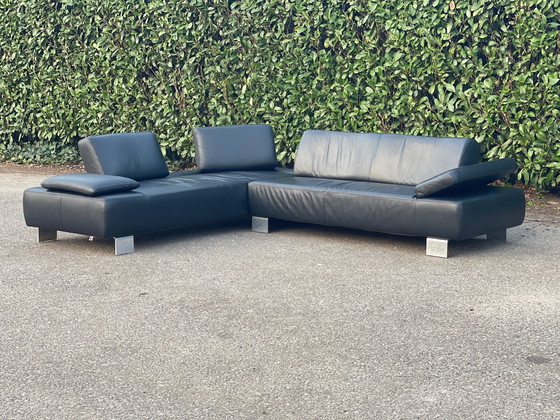 Image 1 of Divano angolare in vera pelle nera Montel