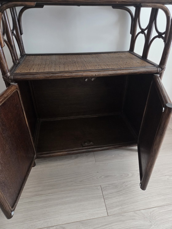 Ensemble buffet bas et étagère vintage années 70 - 80 – Commodes, Rattan (photo 4 of 6)