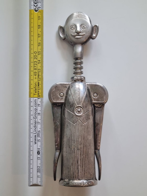 Sacacorchos de diseño "Pierre el Sommelier", Aldo Colombo, Italia, 1984. – Accesorios de cocina, Metal (photo 9 of 9)
