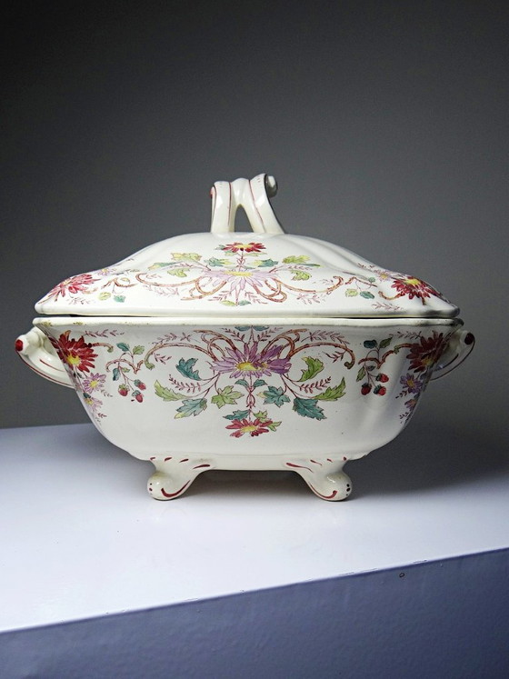 Antike Longchamp Suppen-/Gemüseschüssel aus Steingut mit Gänseblümchenmuster – Geschirr, Ceramic, Vintage (photo 6 of 15)