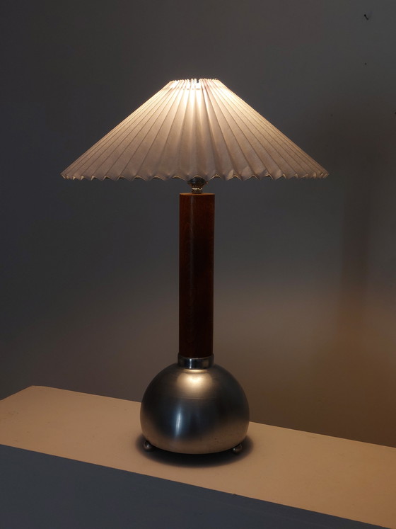 Image 1 of Vintage mid-century unique table lamp with ball base, Art Deco Revival style