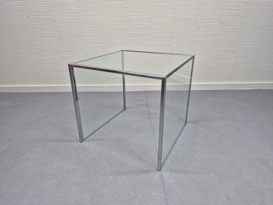 Vintage chrome and glass side table minimalist. (photo 10 of 14)