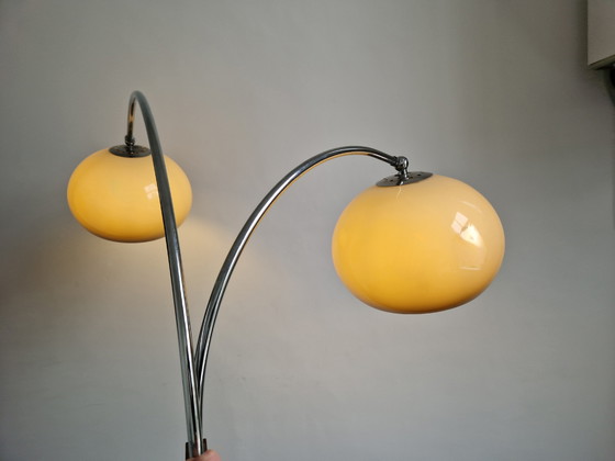 Image 1 of Vintage Dijkstra dubbel arc mushroom wandlamp chroom