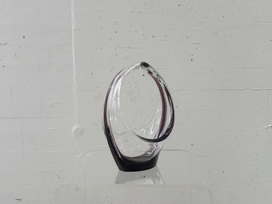 Image 1 of Crystal glass bowl with violet overlay, 1970s