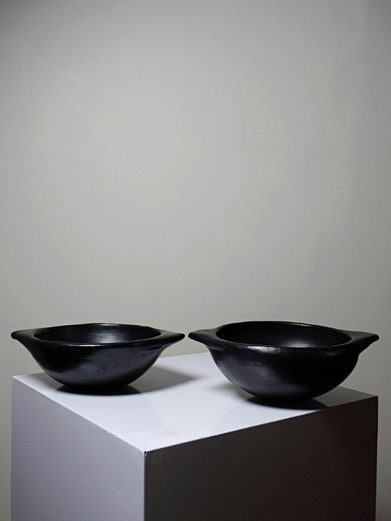 Image 1 of Pair of black pottery bowls from Chamba, Colombia, Pijao craftsmanship, 1970s
