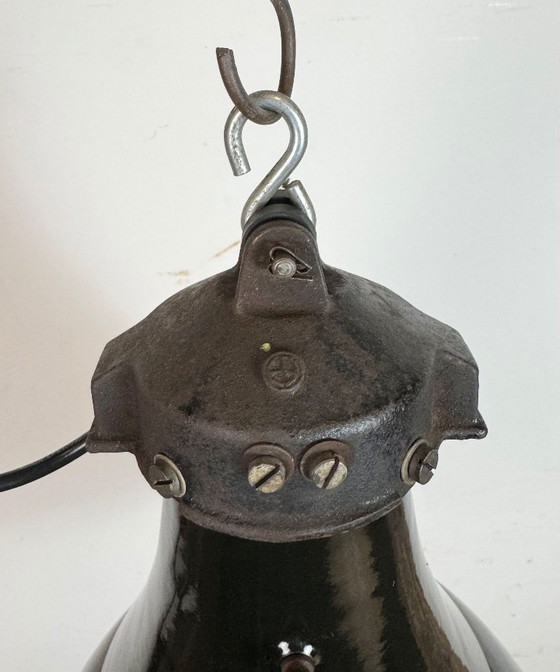 Image 1 of Lampada a sospensione Bauhaus in smalto nero industriale, anni '30