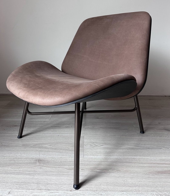 Fauteuils design Pode Nihan avec pouf, Bois, Cuir, Marron, Modern (photo 4 sur 11)