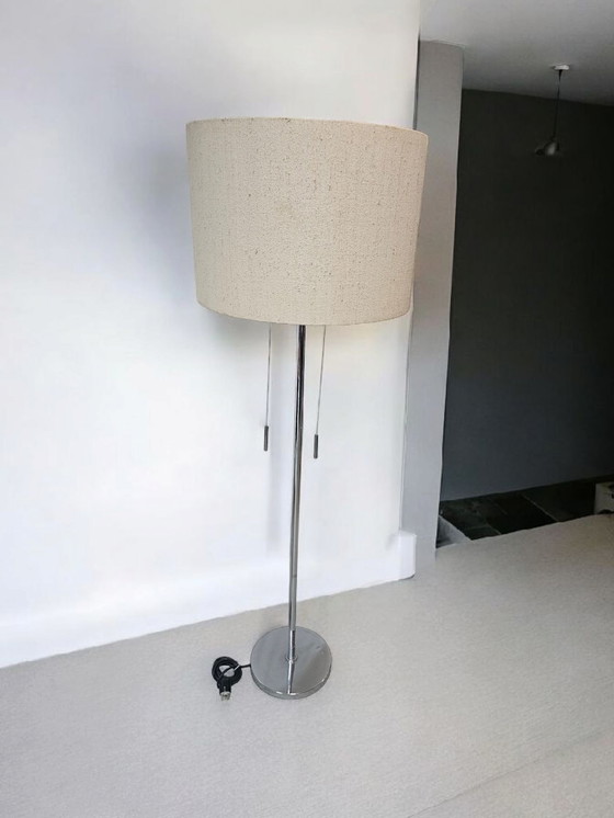 Image 1 of Vintage Erco chrome floor lamp Floor lamp Fabric shade Beige 1970s