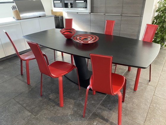 Image 1 of 6x design eetkamerstoel zadelleer ferarri rood.