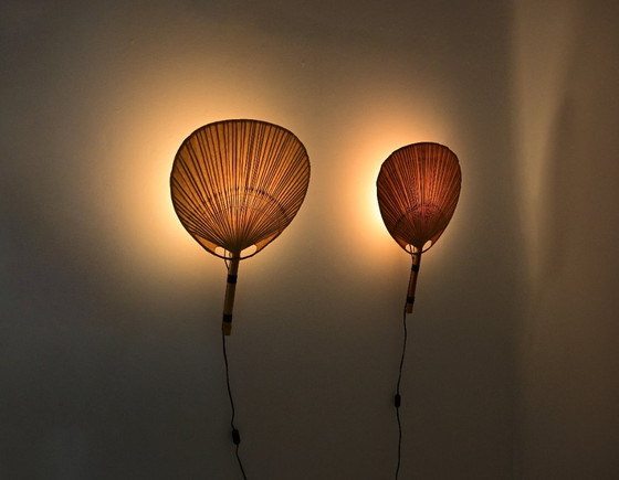 Pair of “Uchiwa” Wall Lamps by Ingo Maurer for M Design, 1970s – Wall lights, Paper, Bamboo (photo 4 of 13)