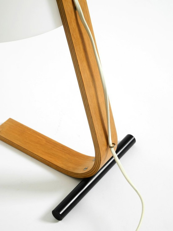 Image 1 of Lampada da tavolo originale Space Age anni '60 in compensato con paralume in plastica di Temde