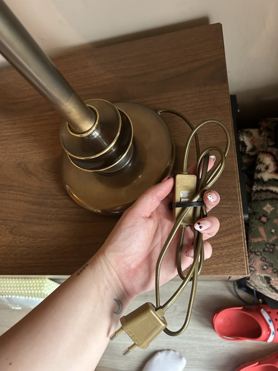 Lampada da tavolo classica in ottone con paralume a pieghe (vintage) – Lampade da tavolo, Other (photo 6 of 10)