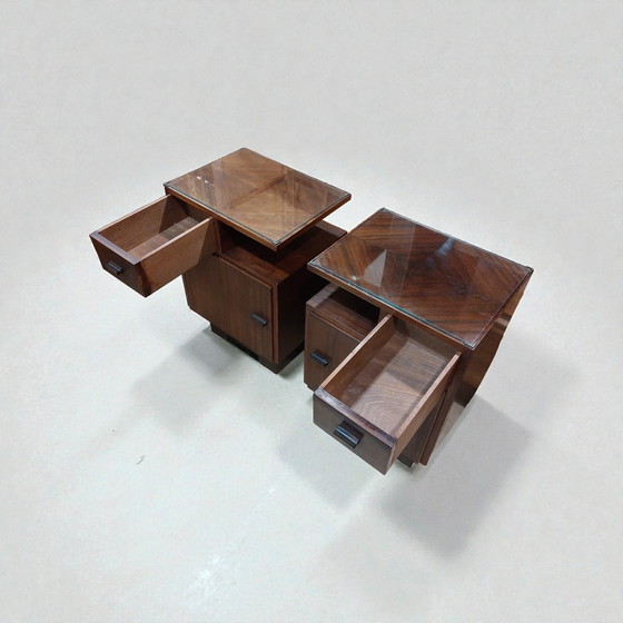 Image 1 of Antieke mahonie set nachtkastjes Art Deco