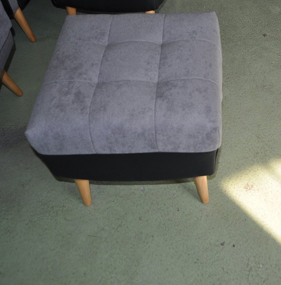 Mid-Century Modern Ottomans in Grey and Black, 1950s, Set of 2 – Footstools & poufs, Mid Century Modern (photo 6 of 6)