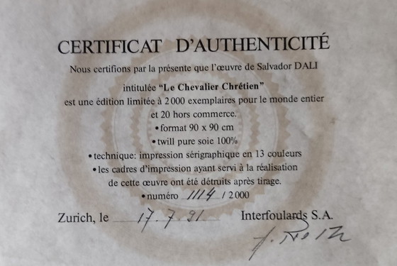 Image 1 of Serigraphien auf reiner Twill-Seide von Salvador Dalí