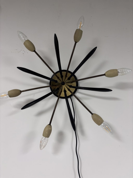 Duitse Sputnik-lamp met zes armen, midden-20e eeuw, modern design, 1960