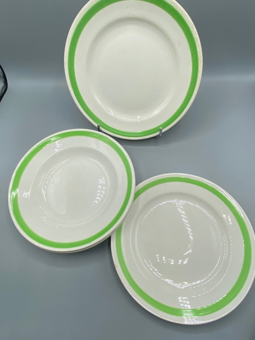 4 assiettes de casino anciennes « émeraude » - Art déco - Vert émeraude - Circa – servies, Art Deco