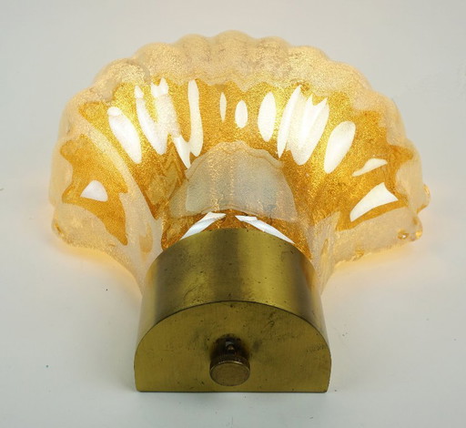 no. 1 of 2 - mid century modern SCONCE wall lamp lustrous glass shell shape hollywood regency style