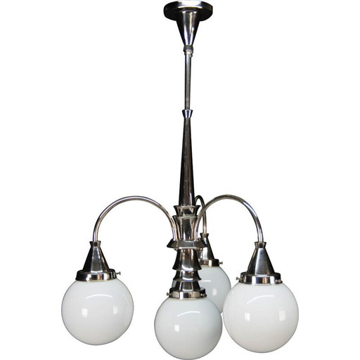 Lustre vintage à 4 flammes en chrome, 1930
