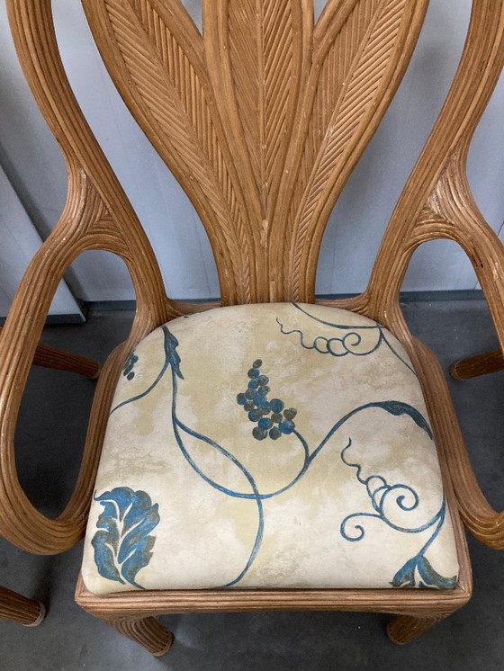 Image 1 of 4 Vivai del Sud eetkamerstoelen van riet, bamboe en palmbladeren
