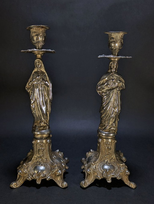 Antique Religious Candlesticks
