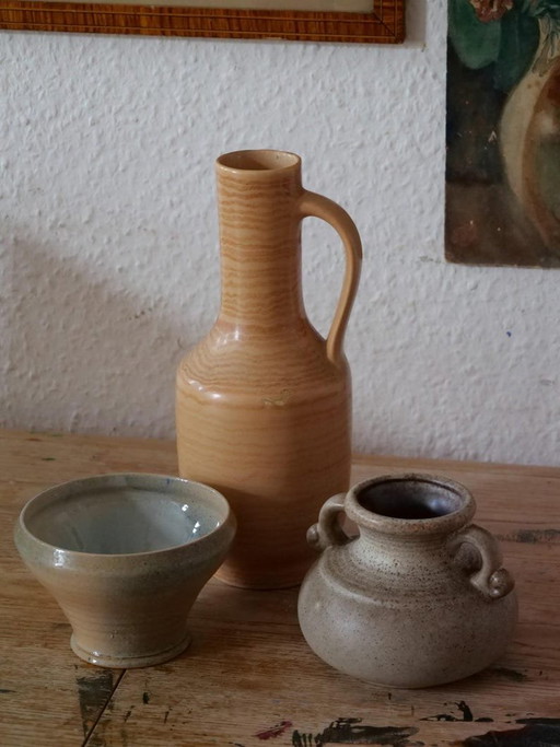 Vaso in ceramica di VEB Haldensleben 2978 Poterie allerande vintage anni '70 Wabi-Sabi