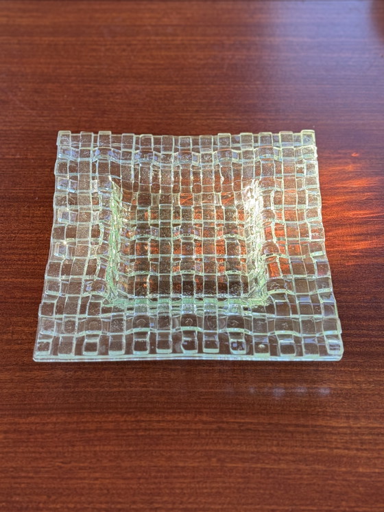 Image 1 of Bol design en verre - Verre d'art fusionné avec texture en bloc