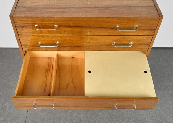 Vintage Chest of Drawers / Vanity Table, 1960s, Czechoslovakia, UP Zavody, Wood, Brown (photo 10 of 17)