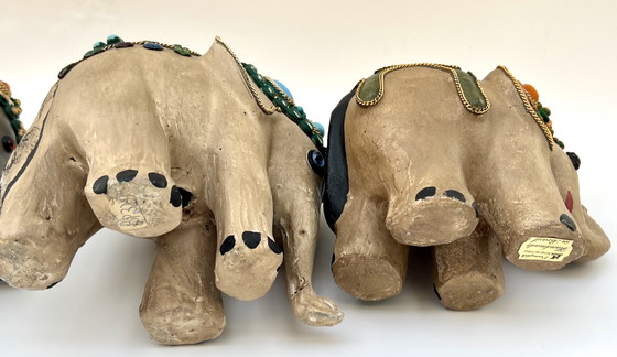 Image 1 of Four handmade elephant figurines – Brazil – folk art – 20th century