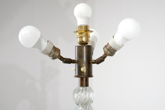 Image 1 of Murano glass and bronze floor lamp attributed to Seguso Vetri, Italy 1950s.