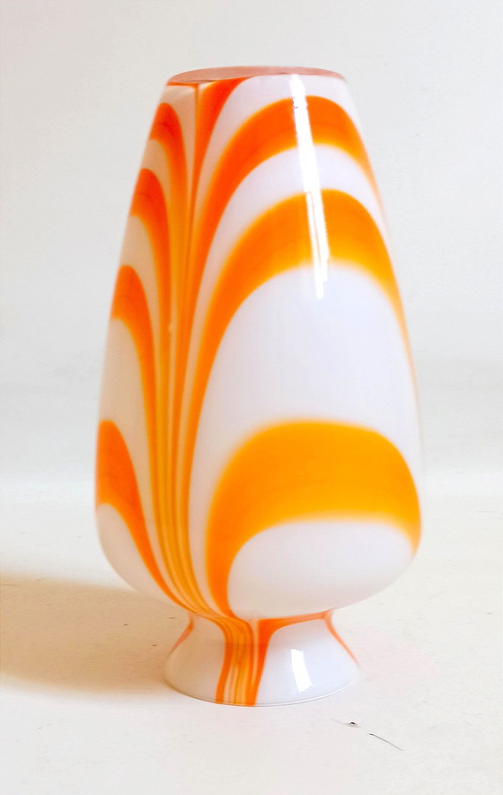 Image 1 of Murano Orange Vase By Carlo Moretti 70's Height 36 cm