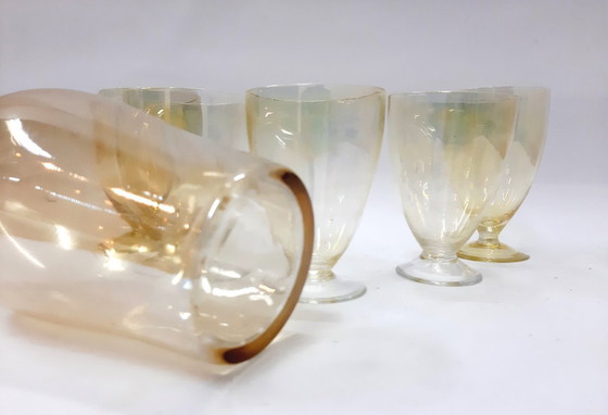Image 1 of Golden dreams glass 70's era - set of 5 glasses with a bottle