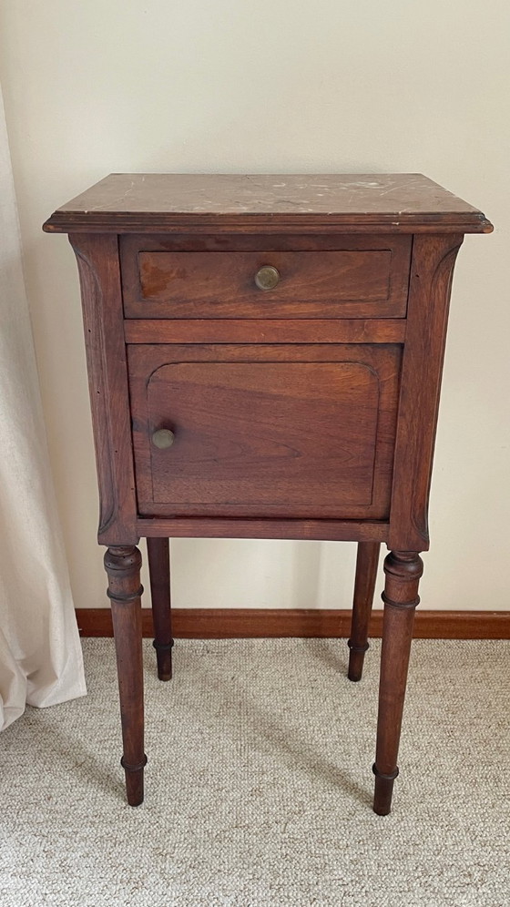 Image 1 of TABLE de Chevet Ancienne MARBRE et Bois