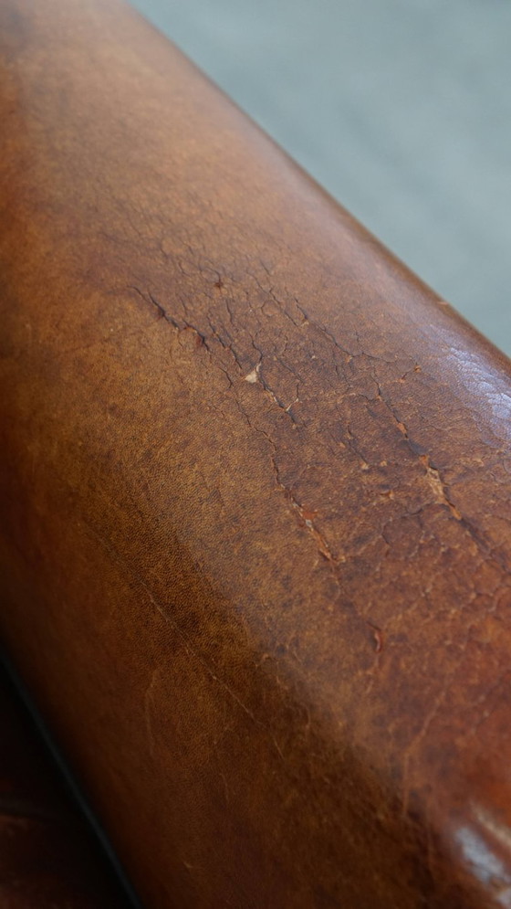 Image 1 of Schapenleren design fauteuil/ armchair in een cognac kleur