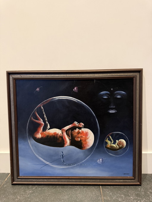 Surrealistisches Gemälde W.Roelans 1984 (Belgien)